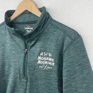 MOHAWK MOUNTAIN Shirt Mens XL 1/4 Zip SKI Cornwall CT Grid Fleece Green